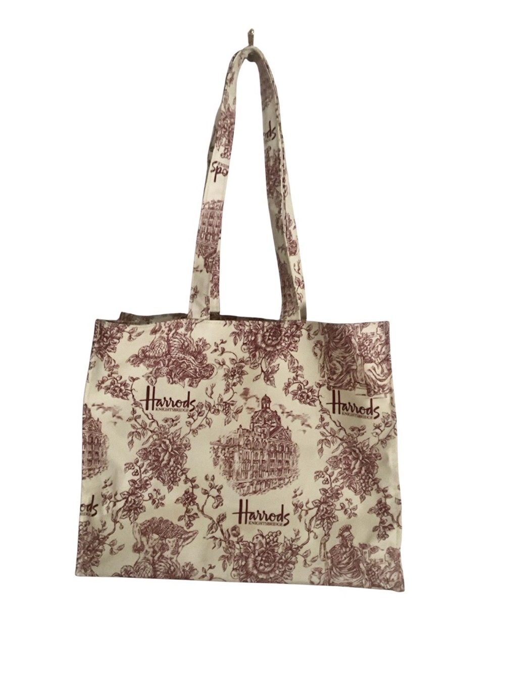 Harrods Cream and Mauve Scenic Print Tote